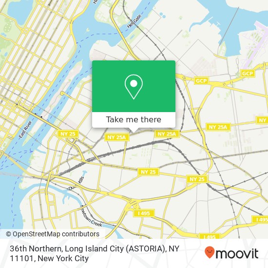 36th Northern, Long Island City (ASTORIA), NY 11101 map