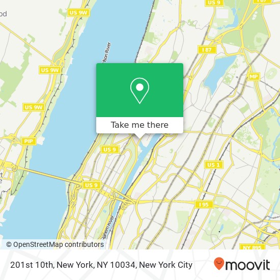 Mapa de 201st 10th, New York, NY 10034