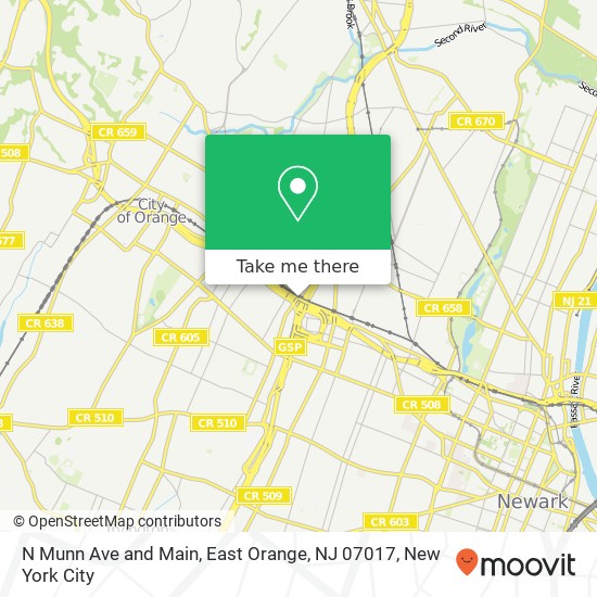 Mapa de N Munn Ave and Main, East Orange, NJ 07017