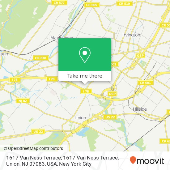 1617 Van Ness Terrace, 1617 Van Ness Terrace, Union, NJ 07083, USA map