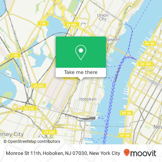 Mapa de Monroe St 11th, Hoboken, NJ 07030