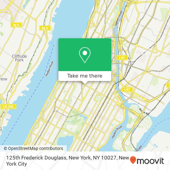 125th Frederick Douglass, New York, NY 10027 map