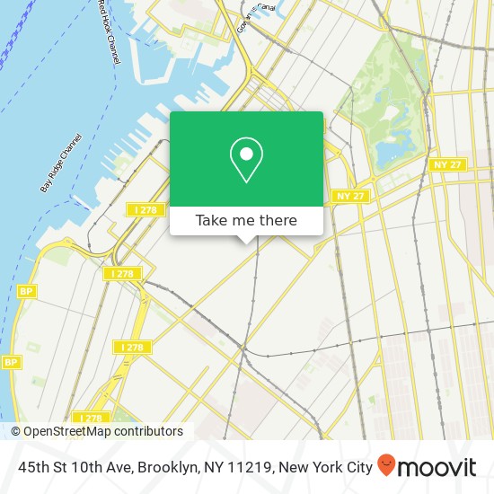 Mapa de 45th St 10th Ave, Brooklyn, NY 11219