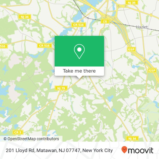 Mapa de 201 Lloyd Rd, Matawan, NJ 07747