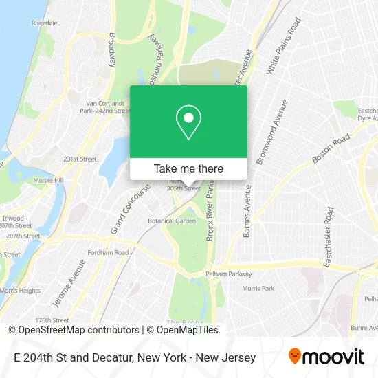 E 204th St and Decatur map