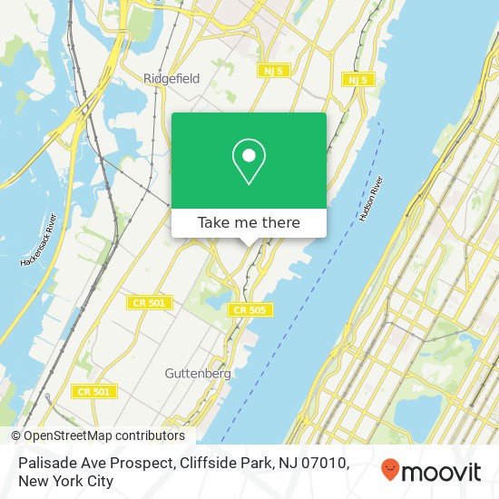 Palisade Ave Prospect, Cliffside Park, NJ 07010 map