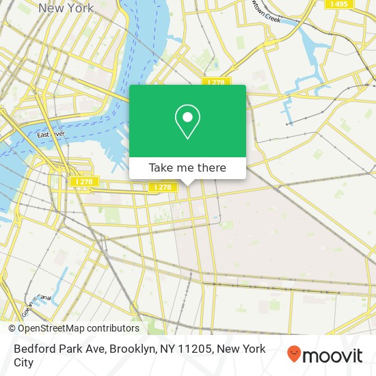 Mapa de Bedford Park Ave, Brooklyn, NY 11205