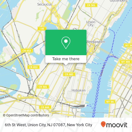 Mapa de 6th St West, Union City, NJ 07087