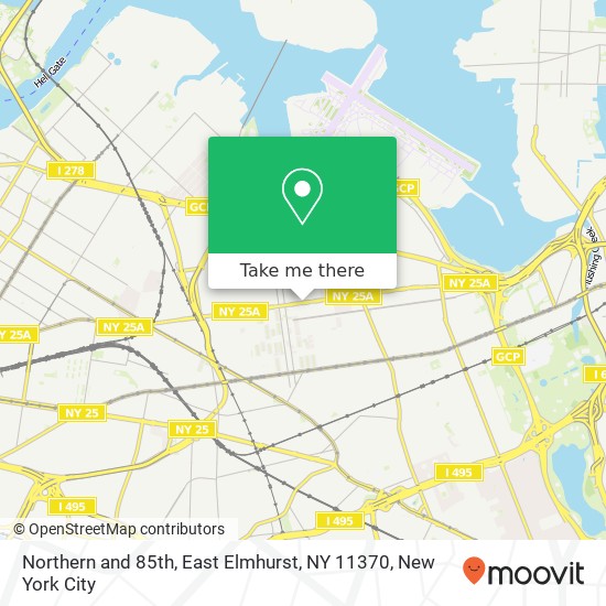 Mapa de Northern and 85th, East Elmhurst, NY 11370