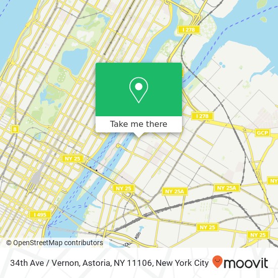 Mapa de 34th Ave / Vernon, Astoria, NY 11106