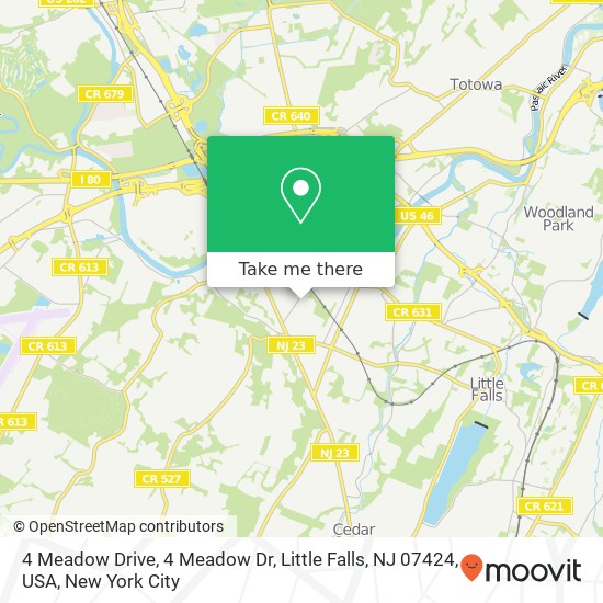 Mapa de 4 Meadow Drive, 4 Meadow Dr, Little Falls, NJ 07424, USA