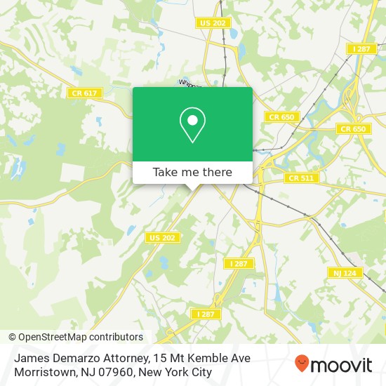 Mapa de James Demarzo Attorney, 15 Mt Kemble Ave Morristown, NJ 07960
