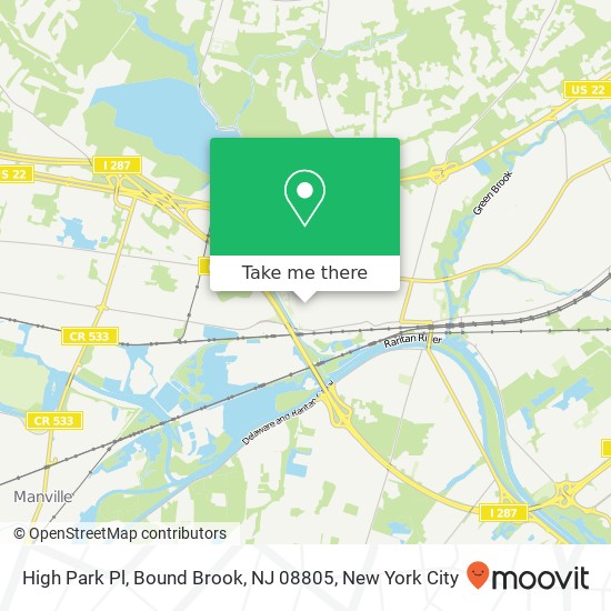 Mapa de High Park Pl, Bound Brook, NJ 08805