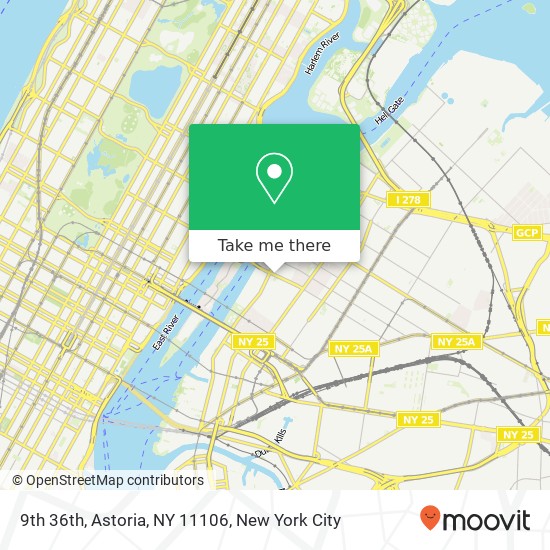 Mapa de 9th 36th, Astoria, NY 11106