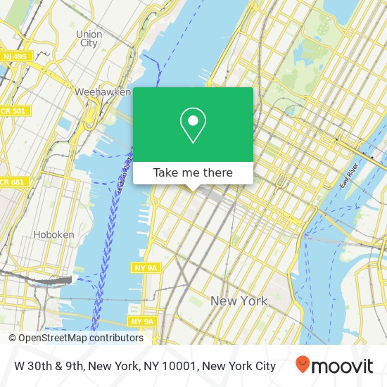 W 30th & 9th, New York, NY 10001 map
