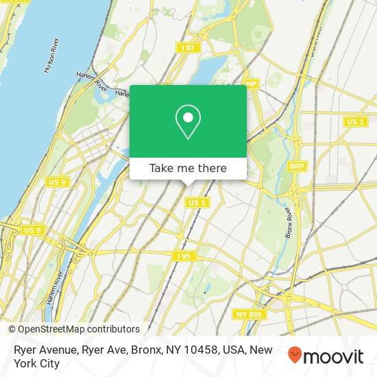 Mapa de Ryer Avenue, Ryer Ave, Bronx, NY 10458, USA