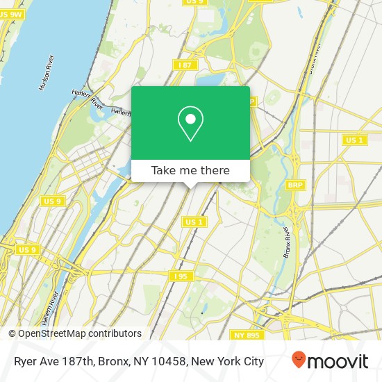 Mapa de Ryer Ave 187th, Bronx, NY 10458