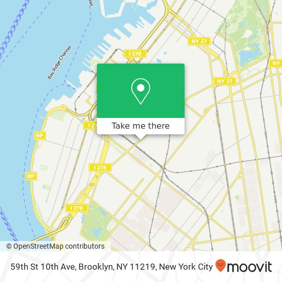 Mapa de 59th St 10th Ave, Brooklyn, NY 11219