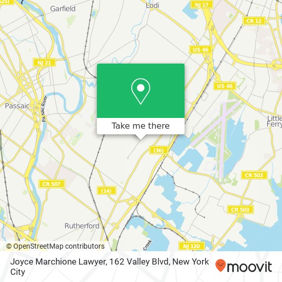 Mapa de Joyce Marchione Lawyer, 162 Valley Blvd