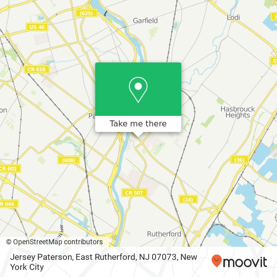 Mapa de Jersey Paterson, East Rutherford, NJ 07073