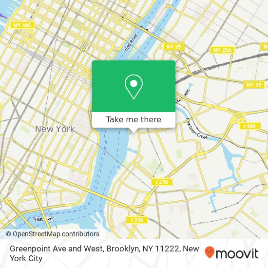 Mapa de Greenpoint Ave and West, Brooklyn, NY 11222