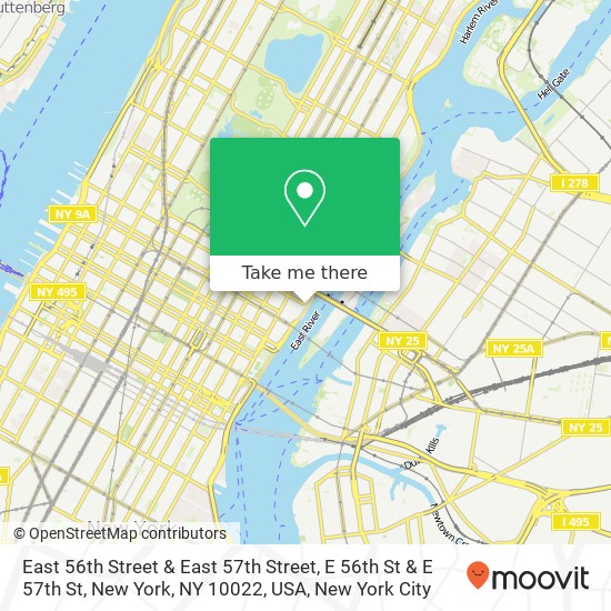 East 56th Street & East 57th Street, E 56th St & E 57th St, New York, NY 10022, USA map