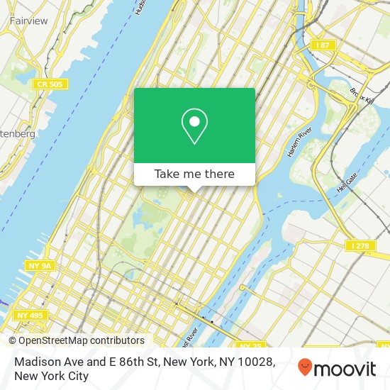 Madison Ave and E 86th St, New York, NY 10028 map