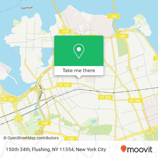 150th 34th, Flushing, NY 11354 map