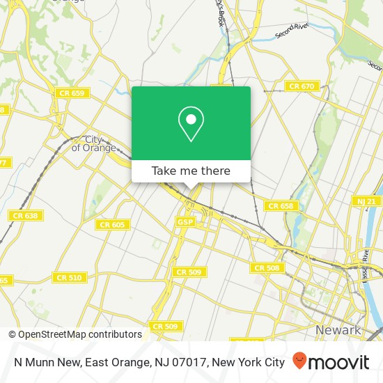 Mapa de N Munn New, East Orange, NJ 07017