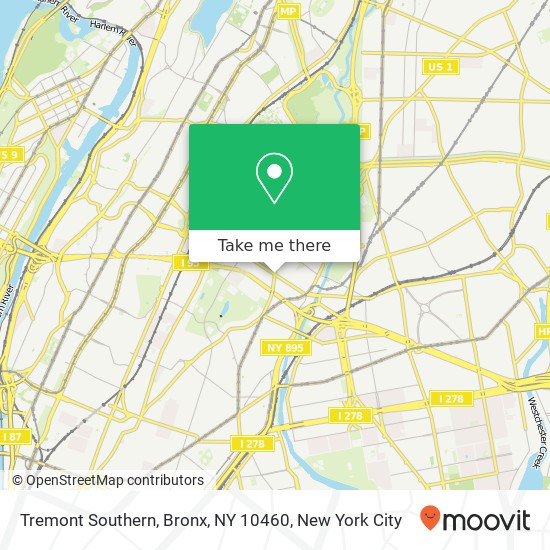 Mapa de Tremont Southern, Bronx, NY 10460