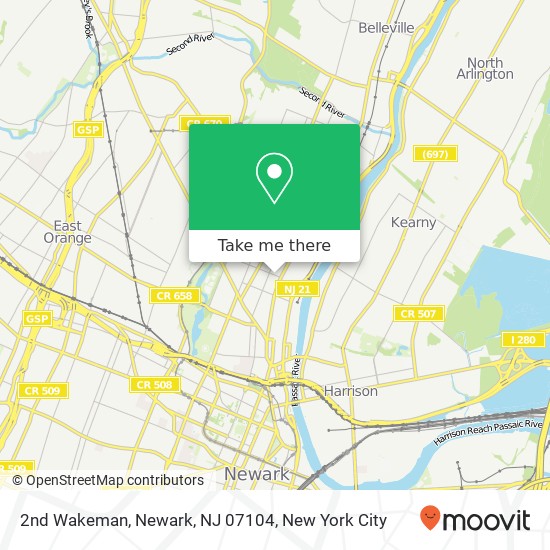 Mapa de 2nd Wakeman, Newark, NJ 07104
