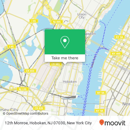 Mapa de 12th Monroe, Hoboken, NJ 07030