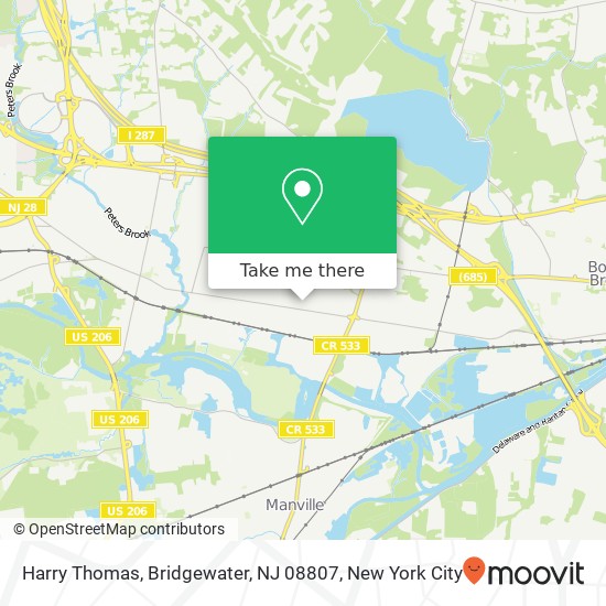 Mapa de Harry Thomas, Bridgewater, NJ 08807