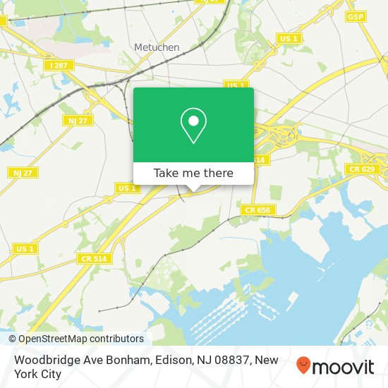 Mapa de Woodbridge Ave Bonham, Edison, NJ 08837