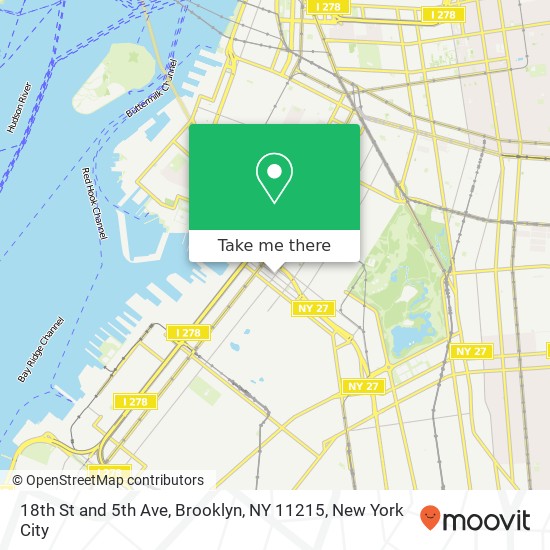 Mapa de 18th St and 5th Ave, Brooklyn, NY 11215
