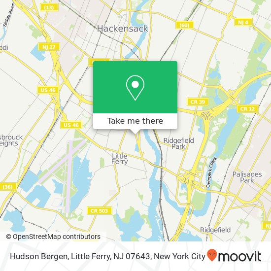 Mapa de Hudson Bergen, Little Ferry, NJ 07643
