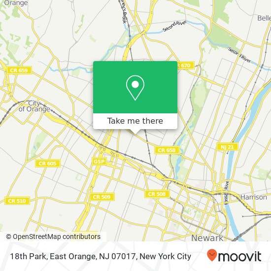 Mapa de 18th Park, East Orange, NJ 07017