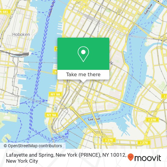 Lafayette and Spring, New York (PRINCE), NY 10012 map