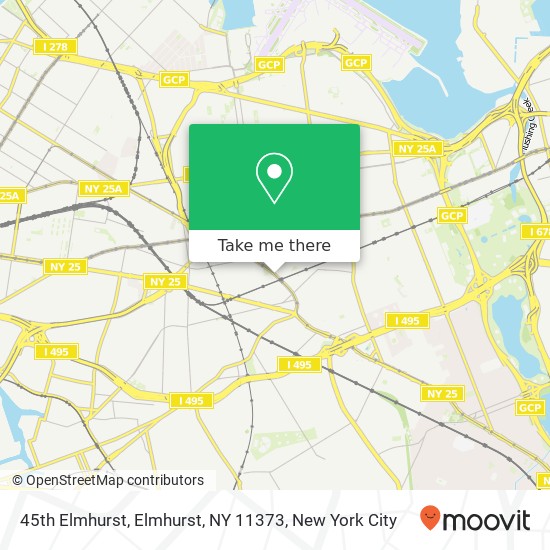 Mapa de 45th Elmhurst, Elmhurst, NY 11373