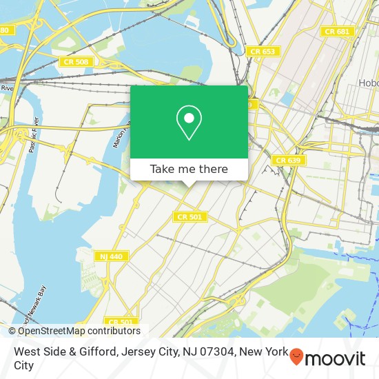 Mapa de West Side & Gifford, Jersey City, NJ 07304