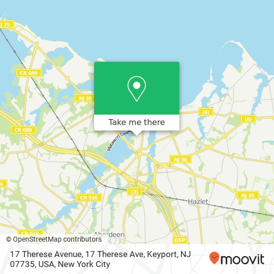 17 Therese Avenue, 17 Therese Ave, Keyport, NJ 07735, USA map