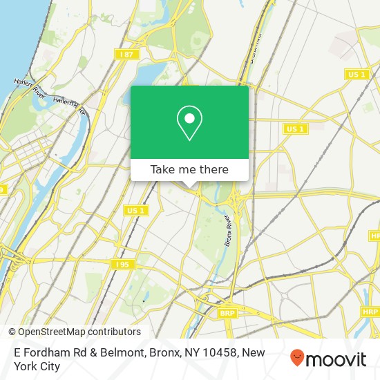 Mapa de E Fordham Rd & Belmont, Bronx, NY 10458