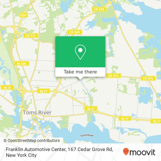 Mapa de Franklin Automotive Center, 167 Cedar Grove Rd