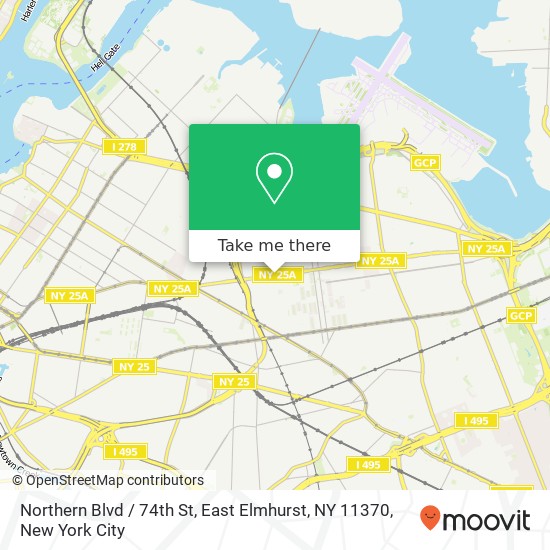 Northern Blvd / 74th St, East Elmhurst, NY 11370 map