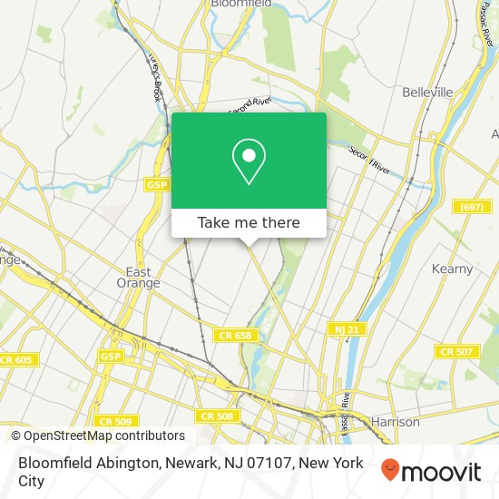 Mapa de Bloomfield Abington, Newark, NJ 07107