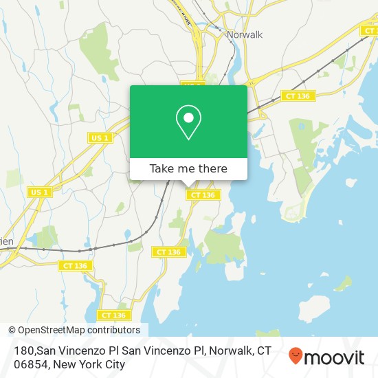 Mapa de 180,San Vincenzo Pl San Vincenzo Pl, Norwalk, CT 06854