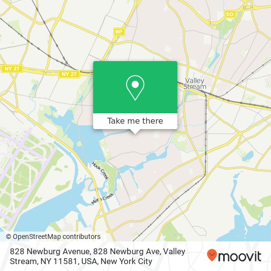 Mapa de 828 Newburg Avenue, 828 Newburg Ave, Valley Stream, NY 11581, USA