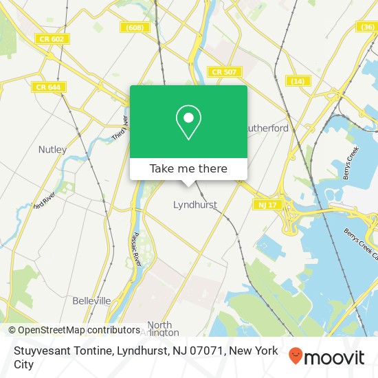 Mapa de Stuyvesant Tontine, Lyndhurst, NJ 07071