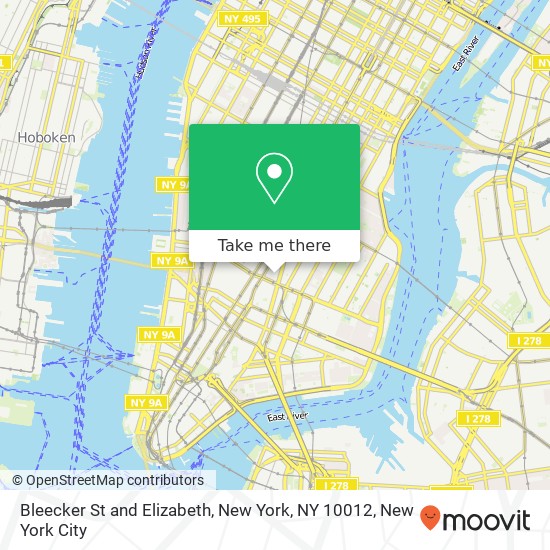 Bleecker St and Elizabeth, New York, NY 10012 map