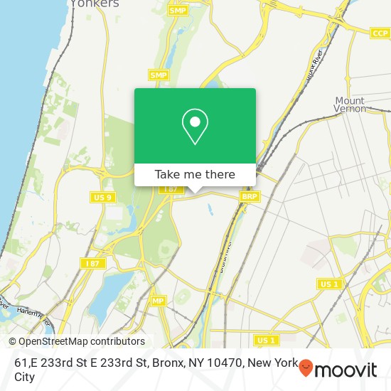 Mapa de 61,E 233rd St E 233rd St, Bronx, NY 10470